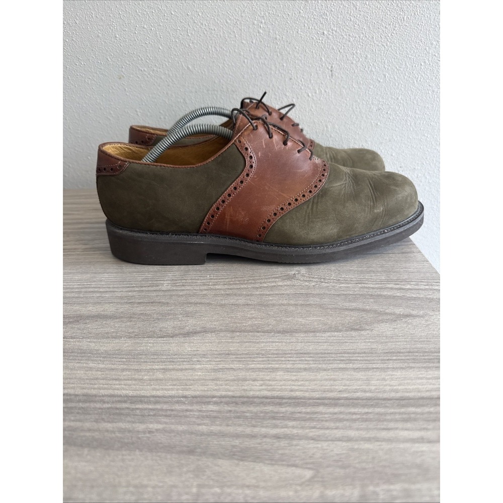FLORSHEIM Comfortech Two Tone Green Tan Saddle Shoes Oxfords Men's Sz 12 D Dress